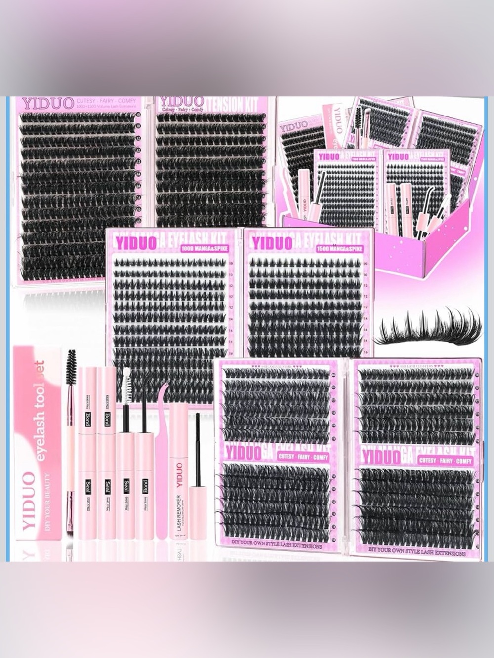 Lash Clusters Kit 1479PCS Eyelashes Extensions with 2X Bond and seal
60D+80D+100